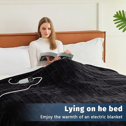 BOMOVA Heated Electric Throw Blanket - 50" x 60" Heating Blanket with 10 Heating Levels & 8 Hours Auto Off, Warm Flannel Blanket, Christmas Birthday Gifts for Women