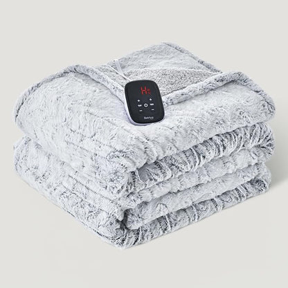 Bearhug Electric Blanket Full Size 77" x 84", 10 Heat Settings Heated Blanket, 1-12 Hour Auto Shut-Off, Faux Fur & Sherpa Dual-Sided Heating Blanket, Machine Washable, Gift-Ready Elegant Packaging