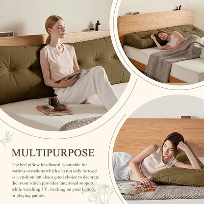 Headboard Pillow Queen, Large Triangular Wedge Headboard Pillow for Reading and Resting, Backrest Positioning Support Pillow with Removable Cover (Brown)