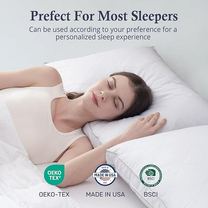 puredown® Made in USA Goose Feathers and Down Gusseted Pillows, 100% Cotton Cover, Pillows King Size Set of 2, Hotel Luxury Gusseted Bed Pillows for Sleeping
