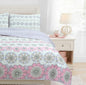 Cozy Line Home Fashions Light Purple Lavender Pink Floral 100% Cotton Reversible Quilt Bedding Set, Bedspread, Coverlet for Girls (Lilac Flower, Twin - 2 Piece)