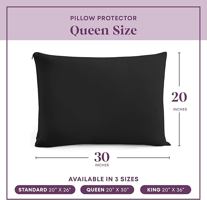 CirclesHome Pillow Protectors 4 Pack Queen Zippered - 100% Cotton Breathable Pillowcases - Protects Pillows from Dirt, Dust and Debris (Queen- Set of 4 - 20x30)