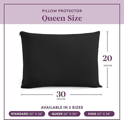 CirclesHome Pillow Protectors 2 Pack Queen Zippered - 100% Cotton Breathable Pillowcases - Protects Pillows from Dirt, Dust and Debris (Queen- Set of 2 - 20x30)