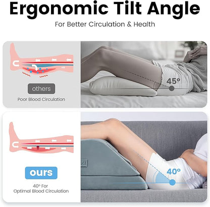 OasisSpace Double Leg Elevation Pillows for After Surgery or Rest,Single Leg Memory Foam Leg Pillow with Velvet Washable Cover for Post-Surgery, Swelling & Comfort