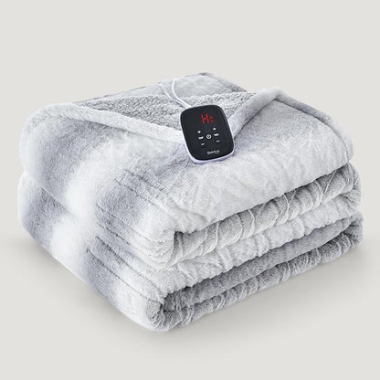 Bearhug Electric Blanket Full Size 77" x 84", 10 Heat Settings Heated Blanket, 1-12 Hour Auto Shut-Off, Faux Fur & Sherpa Dual-Sided Heating Blanket, Machine Washable, Gift-Ready Elegant Packaging