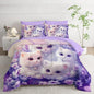 Cat Bedding 7 Piece Comforter Set Full Size,Cute Animal Themed Bed Set for Girls Room Decor,Kids Bedding with 1 Comforter,1 Flat Sheet,1 Fitted Sheet,4 Pillowcases.