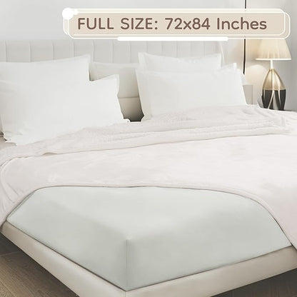 Electric Heated Blanket Full Size - 72"x84", Soft Flannel Heating Blanket, 10 Heating Levels, 1-12 H Auto Shut Off, Breathable Warm and Washable for Bed, White