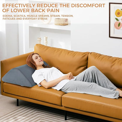 Knee Wedge Pillow 8'' for Post-Surgery Recovery-Leg Elevation Support for Sleep Position, Alleviating Lower Back & Hip Pain Enhancing Circulation in Ankles Legs Triangle Pillow with Removable Cover