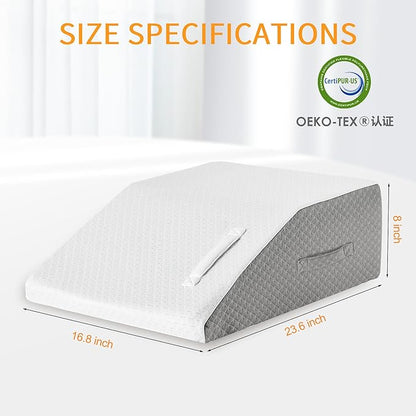 Leg Elevation Pillow for After Surgery, Leg Elevating Pillow for Swelling & Blood Circulation, Leg Wedge Pillow for Sleeping, Knee Pillow for Knee Hip Ankle Pain Relief, 23.6×16.8×8Inch White