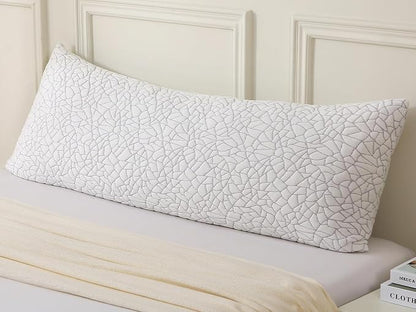 Shredded Memory Foam Full Body Pillow - Cooling Removable Bamboo Rayon Cover + Extra Gel Foam, Soft-Firm Adjustable for Adults, Oeko & CertiPUR-US Standard, 20x54 Inch, 1 Pack