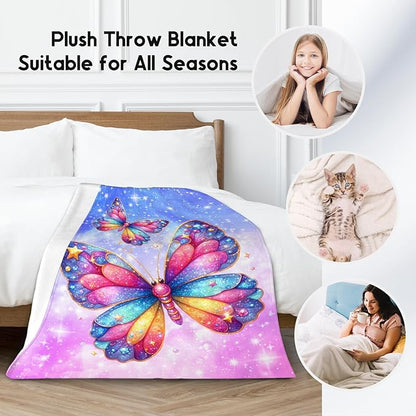 Kids Blanket Butterfly Gifts for Girls Toddler - Cute Flannel Throws for Daughter Bedroom (30"x40")