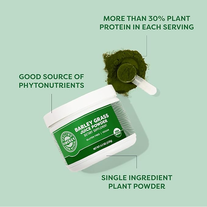Vimergy Barley Grass Juice Powder Dietary Supplement - 0.8g per Serving (150 Servings) – Clean Superfood Formula – Promotes Cardiovascular Health* – Organic, Vegan & Gluten-Free – Travel Size 120g
