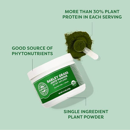 Vimergy Barley Grass Juice Powder Dietary Supplement - 0.8g per Serving (150 Servings) – Clean Superfood Formula – Promotes Cardiovascular Health* – Organic, Vegan & Gluten-Free – Travel Size 120g
