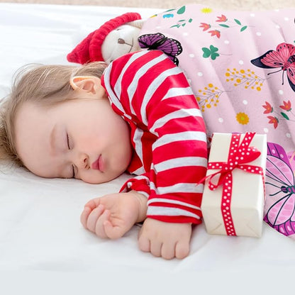 Butterfly Kids Throw Blanket for Girls Teens Toddler Pink Soft Fuzzy Flannel Bed Blanket Colorful Flowers Birthday Gifts for Women Girls Kids Teens Adults, 60”x80”