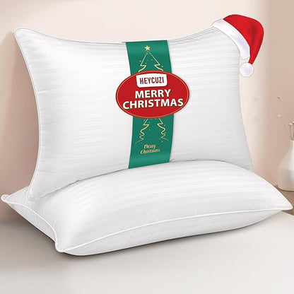 Queen Size Bed Pillows - Premium Down Alternative Cooling Pillows Set of 2 for Side, Back, and Stomach Sleepers Fluffy Hotel Quality Soft Microfiber Fill Breathable Skin-Friendly