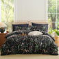 Floral Duvet Cover Full Black 3 Pieces Elegant Botanical Flower Bedding Set Farmhosue Aesthetic Bedding Soft Microfiber Duvet Cover Set with 2 Pillowcases