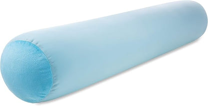 Straight Body Pillow, Full Size Premium Microbead,Side Sleeping/Maternity Pregnant Women, Supportive,Fluffy, Breathable, Cooling, 85/15 Spandex/Nylon Silky Anti-Aging - 48 X 8 - Sweet Baby Blue