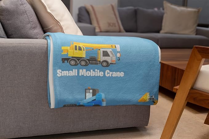 Personalized Truck Blanket - Made in USA and Shipped Next Day - Soft Fleece Construction Excavator Design for Kids & Adults, Toddler Bed & Sofa Throw (50x60, Fleece)