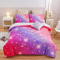A Nice Night 6Pcs Gradient Glitter Bedding Set for Girls, Colorful Rainbow Galaxy Comforter Set, Ultra Soft Bedding Sets (Pink-Purple,Twin 6Pcs)