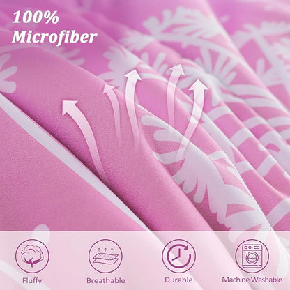 Menghomeus Girls Comforter Set Twin Size 5 Pieces Bed in A Bag Ombre Blue Pink Bedding Set Dandelion Butterfly Print Kids Bedding Collections