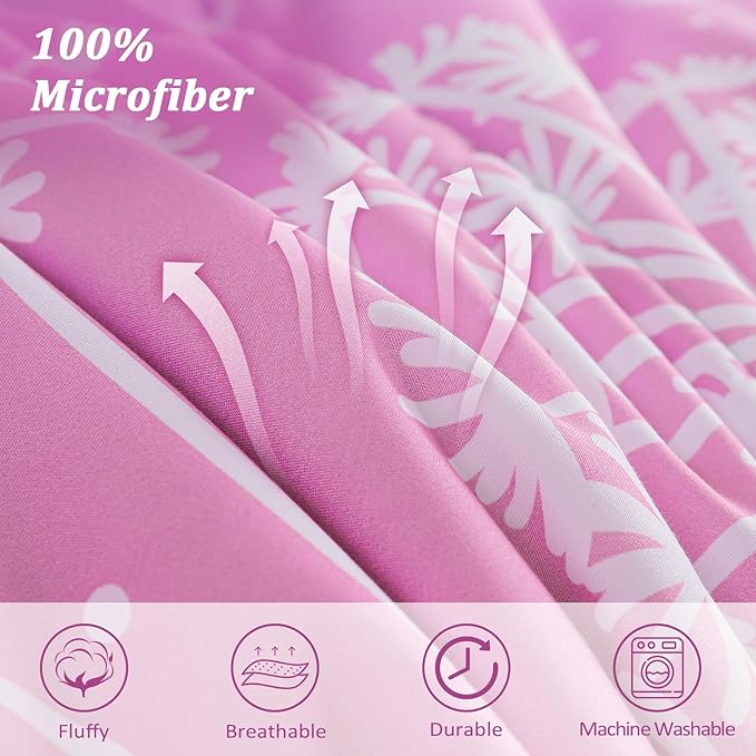 Menghomeus Girls Comforter Set Full Size 7 Pieces Bed in A Bag Ombre Blue Pink Bedding Set Dandelion Butterfly Print Kids Bedding Collections