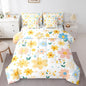 Feelyou Cute Flower 7 Piece Bedding Set Twin Size Kids Cartoon Cute Floral Bed in a Bag for Girls Teens Bright Yellow Comforter Set with Sheets Kawaii Bed Set