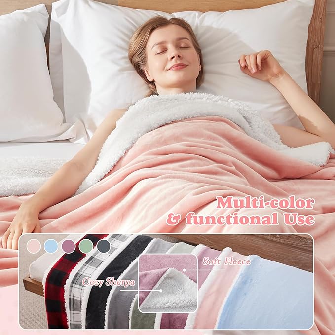 Heated Blanket Throw Size Fast Warming Heating Electric Throw Blanket with 6 Heat Settings & 4 Hours Auto-Off, Ideal Gift for Her, 50"x60", Pink