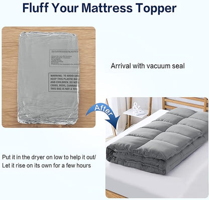 SOPAT Mattress Topper Twin XL Size Extra Thick Mattress Pad 8-21" Deep Pocket Soft Down Alternative Fill Mattress Protector Pillow Top Mattress Cover (39x80 Inches, Grey)