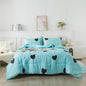 Caressma Love Pattern Girls Comforter Set King Size, Sky Blue Cute Love Heart Print Comforter Bedding Set for All Seasons, Geometric Soft Microfiber 3 Pieces Comforter Set with Pillowcases