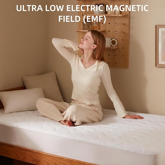 Bwarm Premium Multi-Zone Electric Heated Mattress Pad Twin XL Size, 39" x 80", 9 Heat Settings, 1-12 Hours Auto Off, Individual Body and Feet Settings, Removable Comfort Layer, Machine Washable
