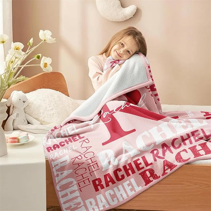 Personalized Blankets for Teen Girls Boys - Printed in USA, Custom Blanket with Kids Names, Ultra-Soft Flannel Monogrammed Baby Throws Blankets, Customized Christmas Brithday Gifts for Adults