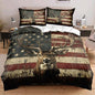 Deer Twin Duvet Cover Sets,Deer and American Flag Bedding Sets for Hunter Bedroom Decor, 1 Duvet Cover 2 Pillowcases Comforter Cover for Adult Teen boy,Twin