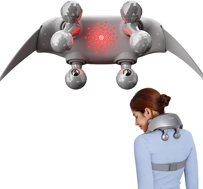SKG Neck Massager for Pain Relief Deep Tissue Shiatsu Neck and Shoulder Cordless Massger with Heat Christmas Gifts for Men and Women Dad Mom Grandpa H7 Ultra Grey