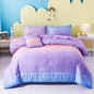 URBONUR Twin Comforter Set for Girls 6Pcs Bed in a Bag Gradient Purple Orange Blue Moon Stars Comforters Soft Lightweight Kids Bedding Set for All Season (Star, Twin Size)