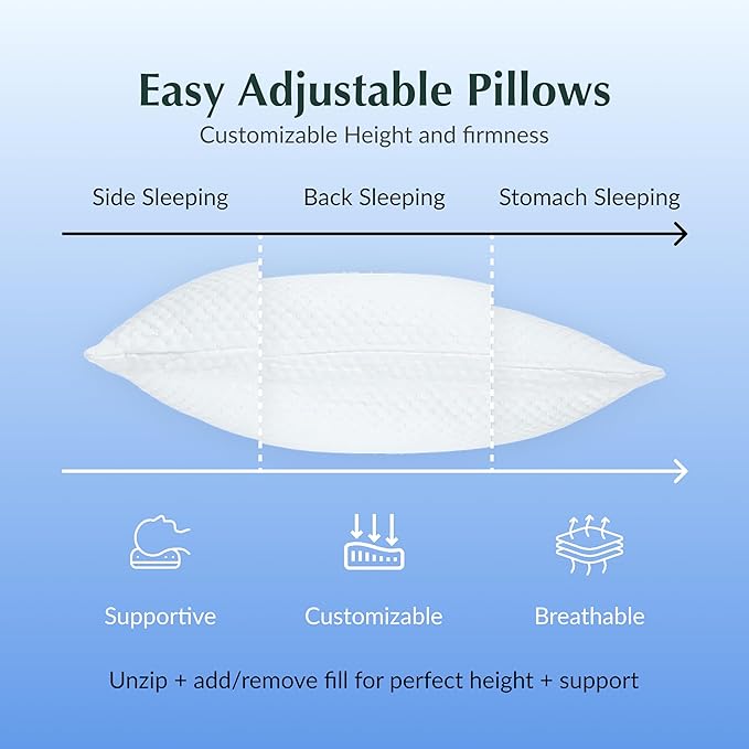 Buffy Cloud Cooling Pillow, 2nd Gen Adjustable Foam Pillow, Ice Cold All Night, CertiPUR-US® Certified, Washable Cover, Standard & King Sizes (King)