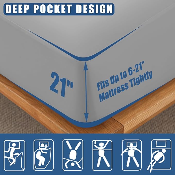 Waterproof Mattress Protector Full Size, 2 Pack Breathable Mattress Cover, Fitted Deep Pocket Mattress Pad Cover Stretches up to 21 Inches, Soft Noiseless Bed Cover