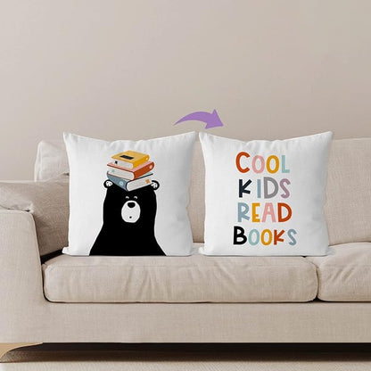 IWXYI Classroom Pillows - Playroom Throw Pillows,Classroom Read Book Reading Pillow Covers 18x18,Book,Pillows for Classroom