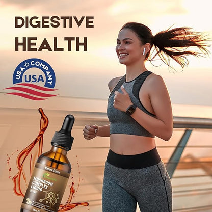 Vegan Immune Mushroom Tincture Supplement,7 in 1 Mushroom Extract Liquid Drops with Lion's Mane,Shiitake,King Trumpet,Turkey Tail,Reishi,Chaga & Cordyceps 2 fl oz (60 Servings)