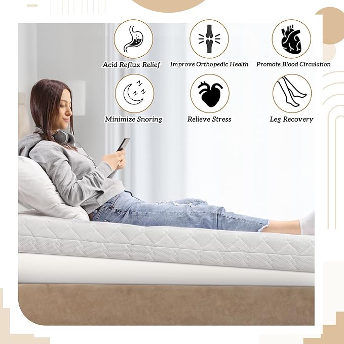 Mattress Wedge, 7 Inch Size Full Incline Wedge for Acid Reflux Gerd, Neck and Back Pain, Snoring, Adjustable Elevator Under Mattress Topper Support for Bedroom