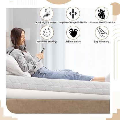 Mattress Wedge, 7 Inch Queen Incline Wedge for Acid Reflux Gerd, Neck and Back Pain, Snoring, Adjustable Elevator Under Mattress Support for Bedroom