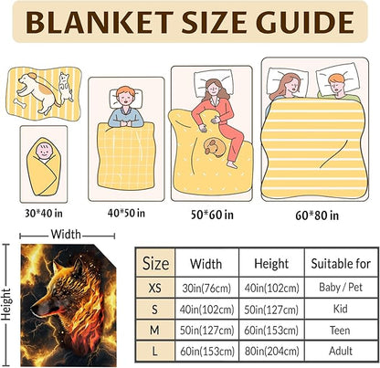 Boys Blanket Wolf Blankets for Boys Teens Gift for Son Grandson, Cozy 60 x 50 Inches Flannel Throws for Bed Living Room Garden Sofa