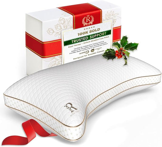 Royal Therapy King Memory Foam Pillow, Adjustable Shredded Odor-Free Pillow for Neck & Shoulder Pain Relief, Support for Back, Stomach, Side Sleepers