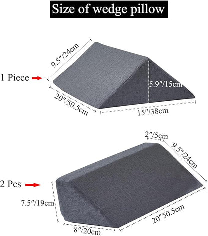 Bed Wedge Pillow for Side Sleeping for Back Pain Triangle Bed Wedges & Body positioners for Seniors Wedge Pillow Set for After Surgery, Knees Elevated, Preventing Bedsores, Gray
