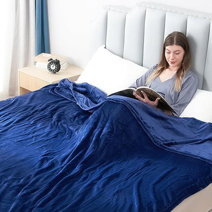 Electric Heated Blanket Twin Size 62”x84”,Cozy Soft Warmth with 6 Heating Settings 1-10 Hours Auto-Off, Energy-Saving, for Bed, Fast Heating Machine Washable, Navy Blue