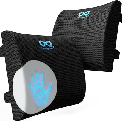 Everlasting Comfort Lumbar Support Pillow for Office Chair - Memory Foam Back Cushion for Car Seat - Promotes Better Posture, Back Pain Relief - Ideal Gaming and Desk Chairs Work and Home Essentials