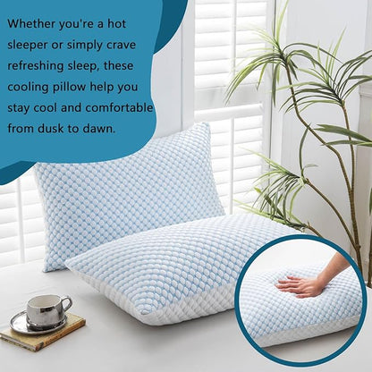 Cooling Pillows for Sleeping, Shredded Memory Foam Cooling Pillow for Hot Sleepers, Adjustable Cool Bed Pillows for Side Back Stomach Sleepers(Queen) 1