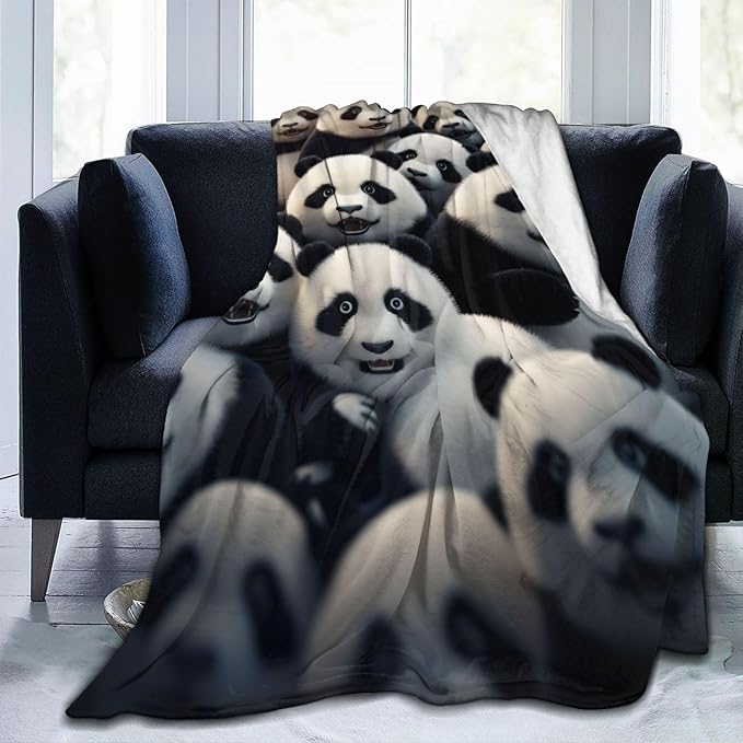 Cute Baby Pandas Blanket Gifts for Panda Lover Adults Kids Girls Flannel Throw Blankets Soft Fuzzy Lightweight for Home Decor Couch Bed Sofa 60x50 Inches