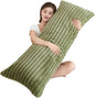 Full Body Pillow with Fluffy Stripe Faux Fur Removable Cover, Long Bed Pillow Adult 20x54 Inches for Side Sleeper and Pregnancy, Sage.