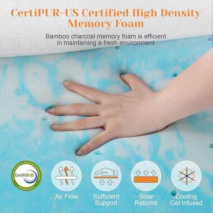 3 Inch Gel Memory Foam Mattress Topper Full Size, Cooling Bed Topper for Pressure Relief with Removable Breathable Soft Cover, CertiPUR-US Certified, No Smell, No Slip