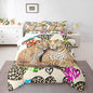 Leopard Comforter Set Twin Size,Cheetah Family Bedding Set 2pcs for Kids Teens Adults Room Decor,Wild Animals Skin Quilt Set Fashion Watercolor Graffiti Heart Quilt Duvet with 1 Pillowcase